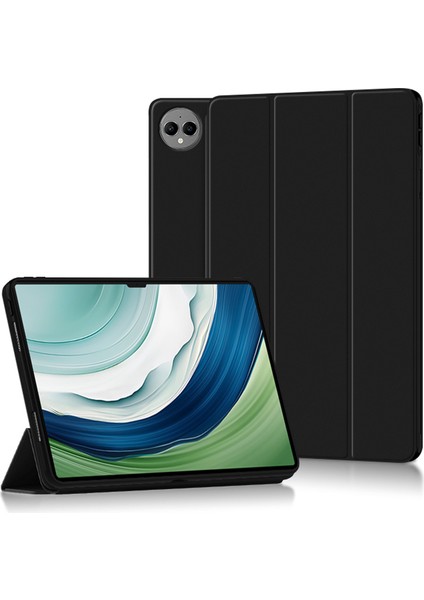 Huawei Matepad Pro 13.2 Kılıf Pu Deri Üç Katlı Stand Tablet Kapağı-Siyah (Yurt Dışından)
