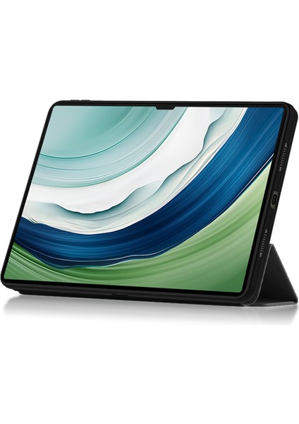 Huawei Matepad Pro 13.2 Kılıf Pu Deri Üç Katlı Stand Tablet Kapağı-Siyah (Yurt Dışından)