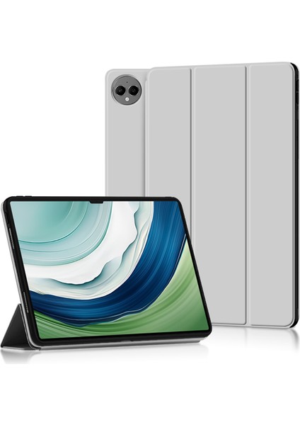 Huawei Matepad Pro 13.2 Kılıf Pu Deri Üç Katlı Stand Tablet Kapağı-Gri (Yurt Dışından)