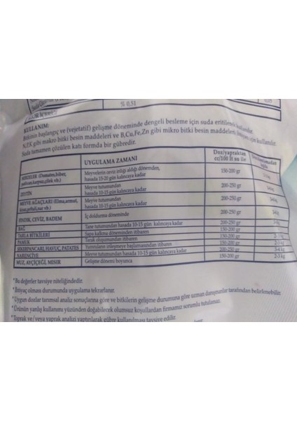 12 8 32 Harmanlanmış Npk Gübresi 1 kg