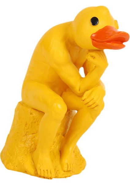 Minyatür Bahçe Heykelciği Reçine Heykel Koleksiyonu Düşünen Ördek Heykeli (Yurt Dışından)