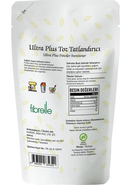 Ultra Plus Tatlandırıcı ( Sukralozlu ) 100 g