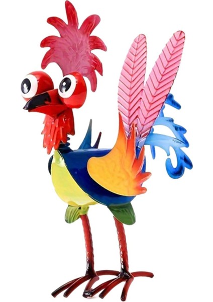 8" Metal Balkon Mutfak Dekoru Metal Tavuk Heykeli Kırmızı Kuyruk (Yurt Dışından) fiyatları