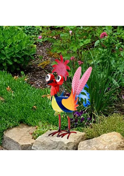 8" Metal Balkon Mutfak Dekoru Metal Tavuk Heykeli Kırmızı Kuyruk (Yurt Dışından) indirimleri