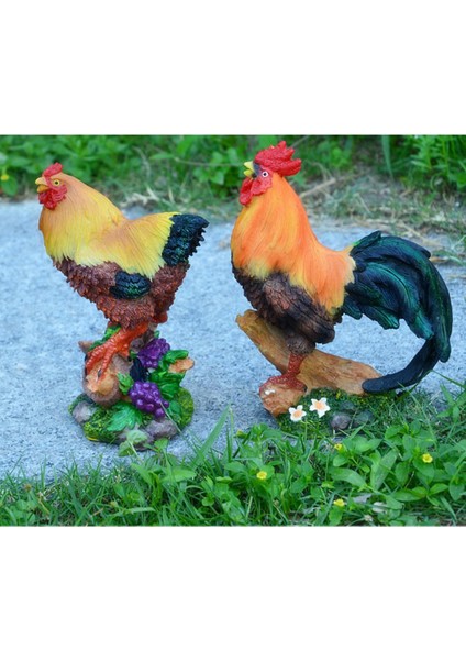 2 Tavuk Figürleri Heykel Çim Süsü Reçine Dekoratif (Yurt Dışından) fırsatları