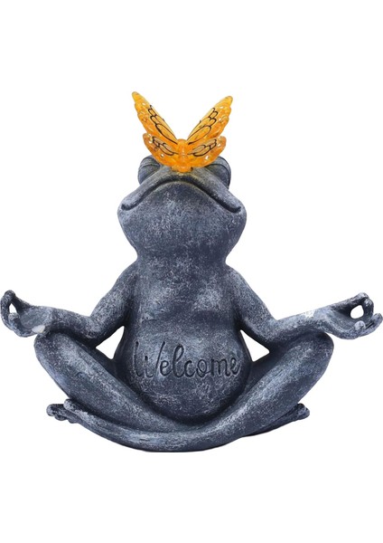 Kurbağa Heykelciği Güneş Enerjili Reçine Süs I Balkon Patio Için (Yurt Dışından)