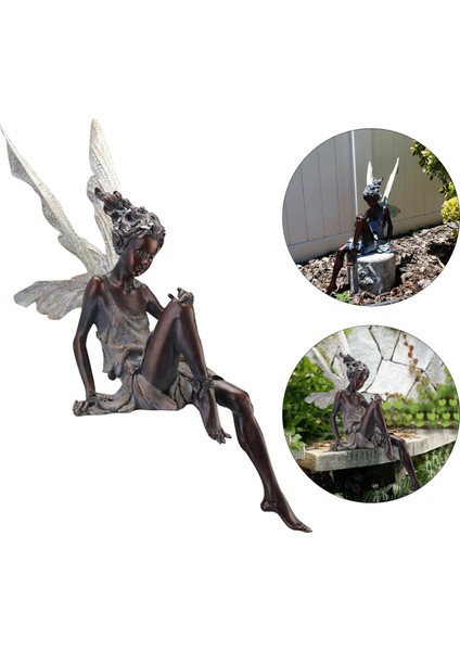 Gerçekçi Peri Heykeli Çıkıı Peri Kanatlı Figür Ev Patio Heykeli (Yurt Dışından) indirimleri