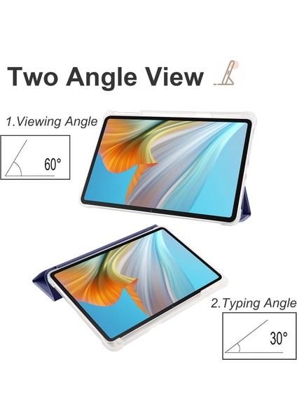 Honor Pad 8 Için Üç Katlı Standı Tablet Kılıfı ile Kalem Tutucu Pu Deri Şeffaf Tpu Arka Kapak, Otomatik Uyandırma/uyku-Koyu Mavi (Yurt Dışından) fiyatları