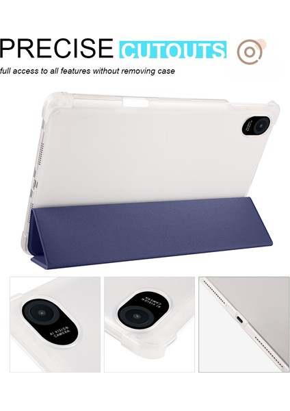 Honor Pad 8 Için Üç Katlı Standı Tablet Kılıfı ile Kalem Tutucu Pu Deri Şeffaf Tpu Arka Kapak, Otomatik Uyandırma/uyku-Koyu Mavi (Yurt Dışından) modelleri