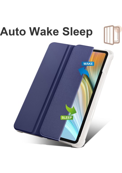 Honor Pad 8 Için Üç Katlı Standı Tablet Kılıfı ile Kalem Tutucu Pu Deri Şeffaf Tpu Arka Kapak, Otomatik Uyandırma/uyku-Koyu Mavi (Yurt Dışından) fırsatları