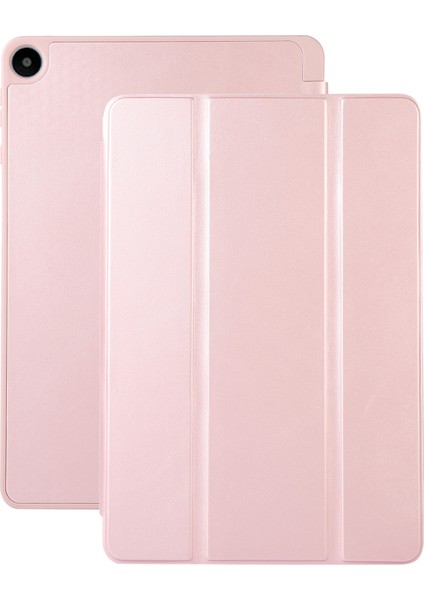 Huawei Matepad Se Için 10.4-Inç Düz Renk Pu Deri Tablet Kapak Üç Katlı Stand Anti-Damla Kılıf Kalem Yuvası Ile-Pembe (Yurt Dışından)