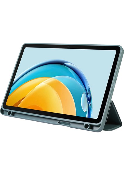 Huawei Matepad Se Için 10.4-Inç Düz Renk Pu Deri Tablet Kapak Üç Katlı Stand Anti-Damla Kılıf Kalem Yuvası Ile-Pembe (Yurt Dışından)