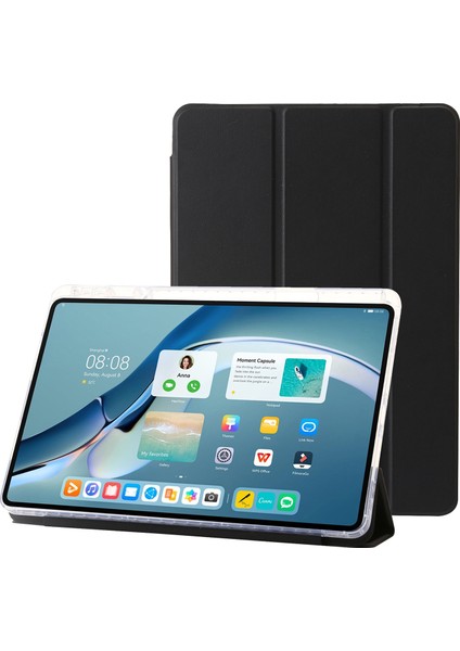 Huawei Matepad Pro 11(2022) Kılıf Üç Katlı Stand Tablet Deri Kapak-Siyah (Yurt Dışından)