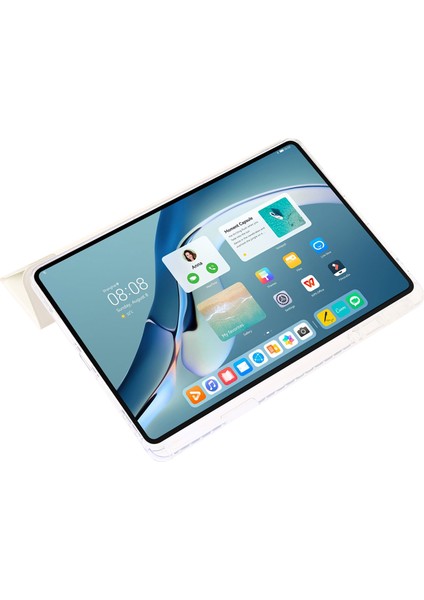 Huawei Matepad Pro 11(2022) Kılıf Üç Katlı Stand Tablet Deri Kılıf-Beyaz (Yurt Dışından)