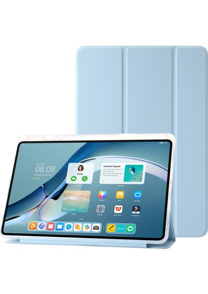 Huawei Matepad Pro 11(2022) Kılıf Üç Katlı Standlı Tablet Deri Kılıf-Bebek Mavisi (Yurt Dışından)