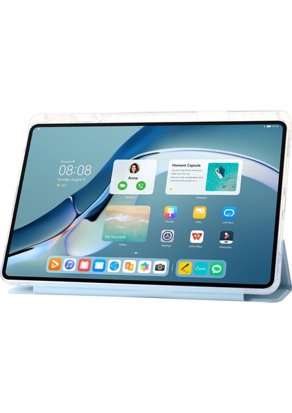 Huawei Matepad Pro 11(2022) Kılıf Üç Katlı Standlı Tablet Deri Kılıf-Bebek Mavisi (Yurt Dışından)