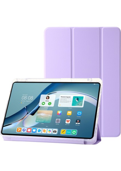 Huawei Matepad Pro 11(2022) Kılıf Üç Katlı Standlı Tablet Deri Kapak-Mor (Yurt Dışından)
