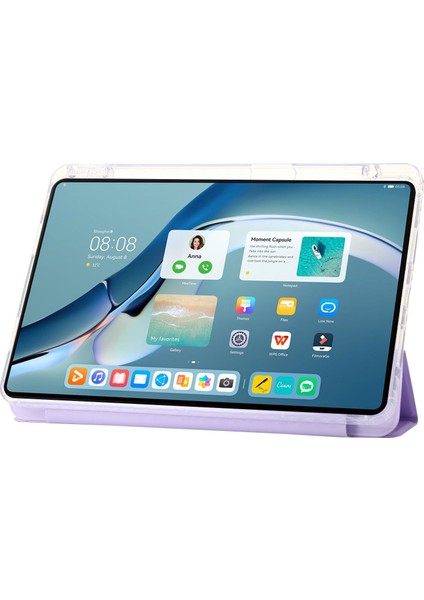 Huawei Matepad Pro 11(2022) Kılıf Üç Katlı Standlı Tablet Deri Kapak-Mor (Yurt Dışından)