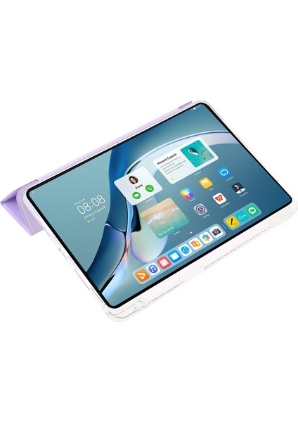 Huawei Matepad Pro 11(2022) Kılıf Üç Katlı Standlı Tablet Deri Kapak-Mor (Yurt Dışından)