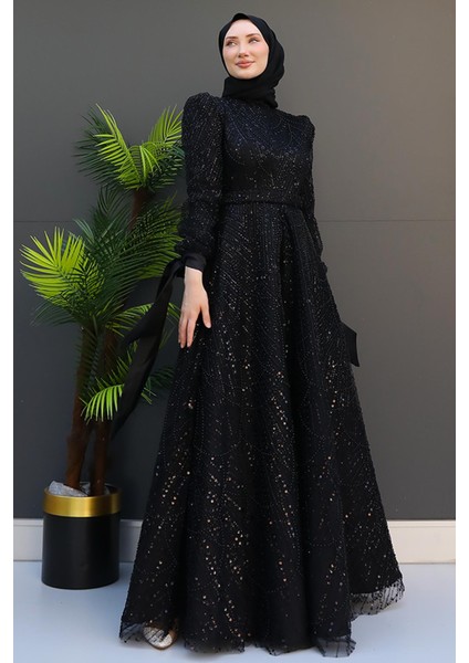 Selver Tesettür Abiye Mavi