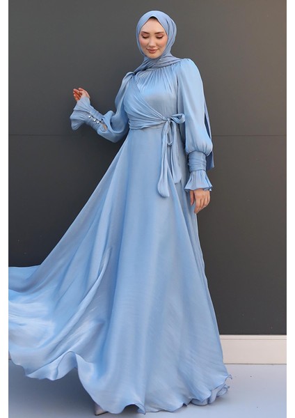 Fiyonk Detay Ipek Abiye Bebe Mavi fiyatları