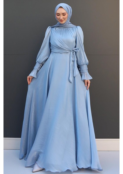 Fiyonk Detay Ipek Abiye Bebe Mavi fırsatları