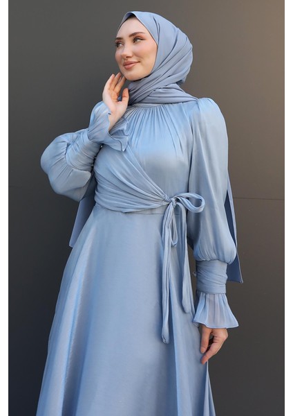 Fiyonk Detay Ipek Abiye Bebe Mavi indirimleri