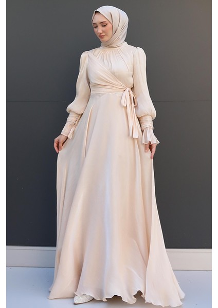 Fiyonk Detay Ipek Abiye Krem fiyatları