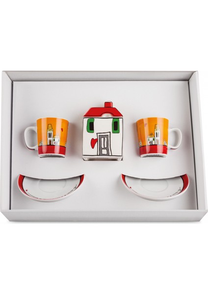 Le Casette 2'li Kahve Fincanı ve Şekerlik Seti Kırmızı