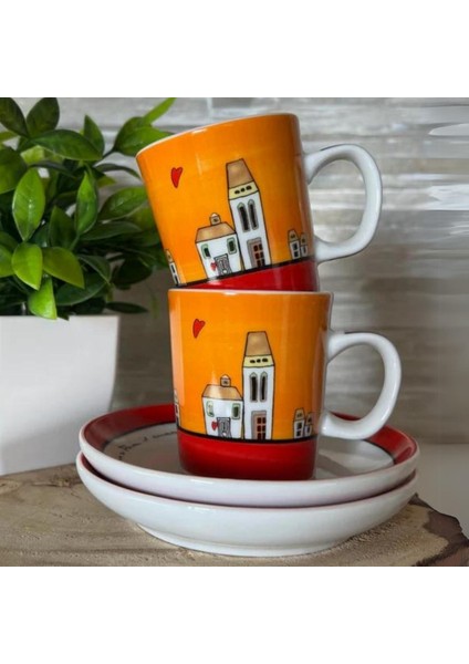 Le Casette 2'li Kahve Fincanı ve Şekerlik Seti Kırmızı modelleri