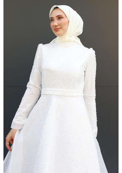 Simay Tesettür Abiye Bordo