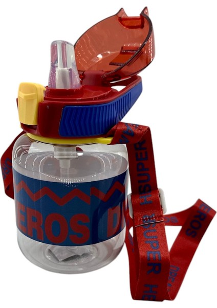 Süper Heros Kilitli Kapak Matara Suluk 670 ml 1437 Kırmızı Mavi