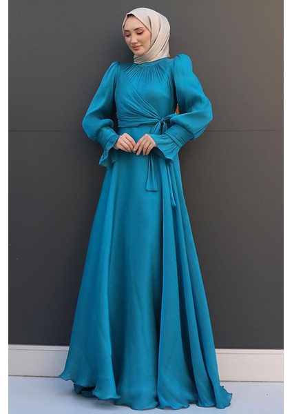 Fiyonk Detay Ipek Abiye Gece Mavi fiyatları