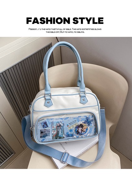 Kontrast Renk Boston Kadın Çanta Moda Çok Yönlü Tek Omuz Crossbody Çanta (Yurt Dışından) modelleri