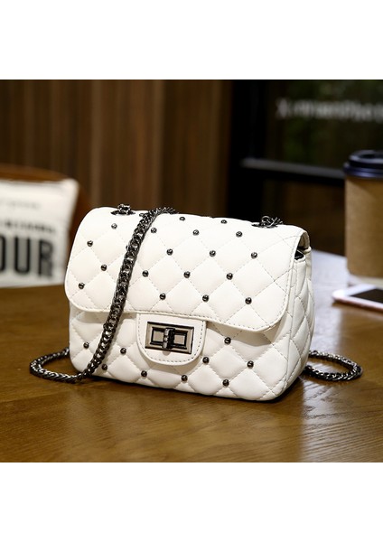 Yeni Basit Düz Renk Zincir Moda Tek Omuz Crossbody Çanta (Yurt Dışından)