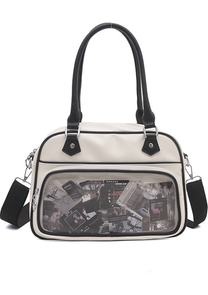 Kontrast Renk Boston Kadın Çanta Moda Çok Yönlü Tek Omuz Crossbody Çanta (Yurt Dışından)