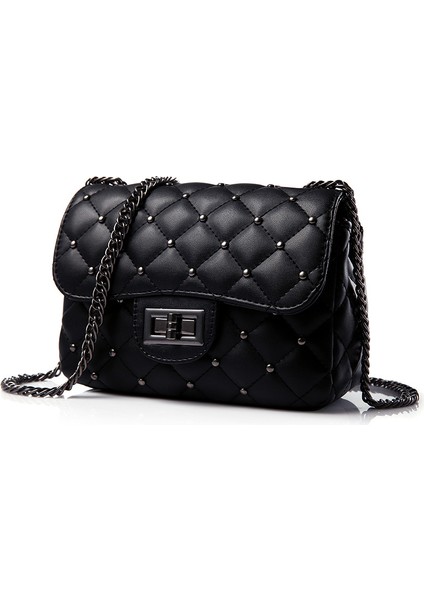 Yeni Basit Düz Renk Zincir Moda Tek Omuz Crossbody Çanta (Yurt Dışından)