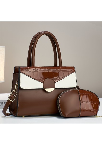 Moda Büyük Kapasiteli Tek Omuz Crossbody El Çantası Kadın Iki Parçalı Seti (Yurt Dışından)