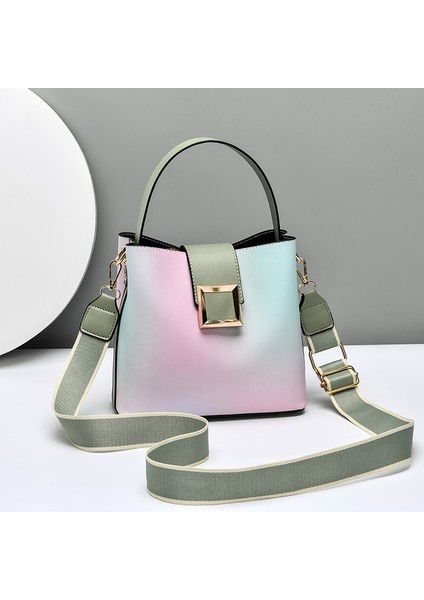 Yeni Degrade Renk Moda Vintage Kova El Çantası (Yurt Dışından)