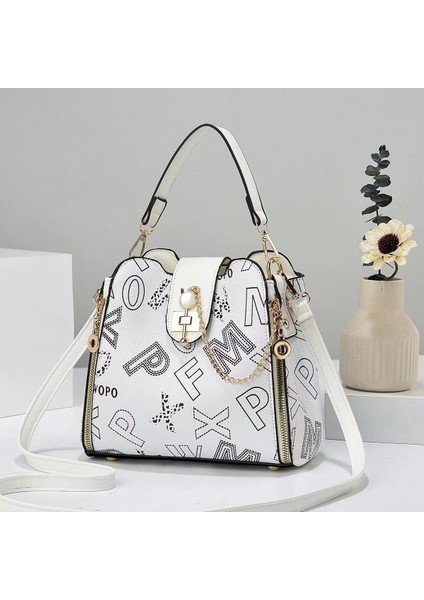 Yeni Moda Baskılı Mektuplar Büyük Kapasiteli Omuz El Çantası (Yurt Dışından)