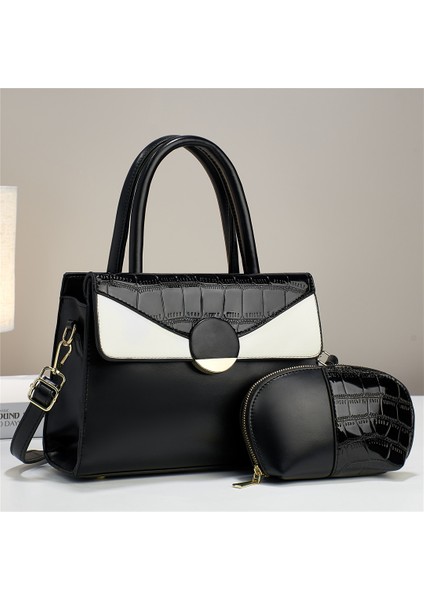 Moda Büyük Kapasiteli Tek Omuz Crossbody El Çantası Kadın Iki Parçalı Seti (Yurt Dışından)