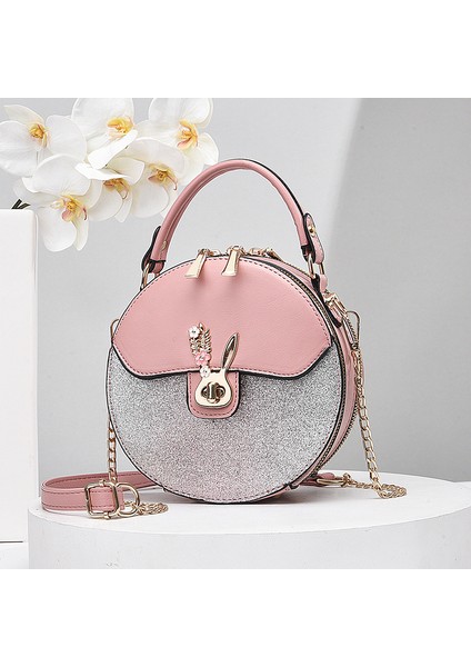 Yeni Zincir Kontrast Renk Küçük Yuvarlak Çanta Taşınabilir Omuz Çapraz Çanta (Yurt Dışından)