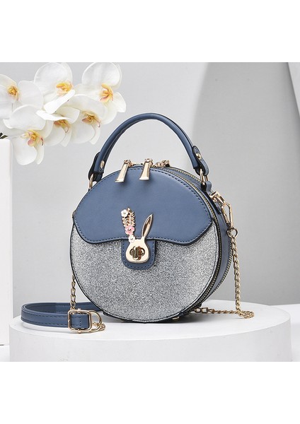 Yeni Zincir Kontrast Renk Küçük Yuvarlak Çanta Taşınabilir Omuz Çapraz Çanta (Yurt Dışından)