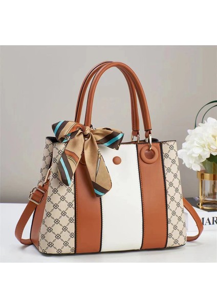 Yeni Basit Moda Renk Blok Büyük Kapasiteli Omuz El Çantası (Yurt Dışından)