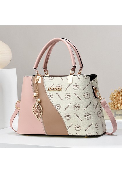 Yeni Moda Basit Kontrast Renk Ekleme Büyük Kapasiteli Omuz El Çantası (Yurt Dışından)