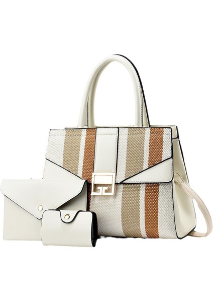 Yeni Moda Kontrast Renk Büyük Kapasiteli Tek Omuz Crossbody Üç Parçalı Kadın Çantası (Yurt Dışından)