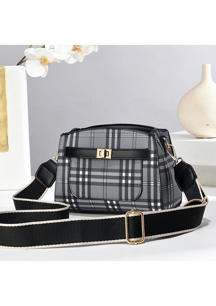 Yeni Ekose Kontrast Renkli Tek Omuz Çapraz Küçük Çanta (Yurt Dışından)