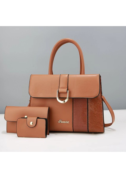 Yeni Kontrast Renk Ekleme Üç Parçalı Taşınabilir Omuz Çantası (Yurt Dışından)