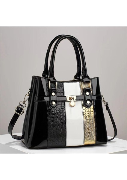 Moda Doku Kontrast Renk Tek Omuz Crossbody Çanta (Yurt Dışından)