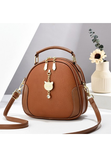 Moda Kontrast Renk Popüler Omuz Küçük Yuvarlak Çanta (Yurt Dışından)